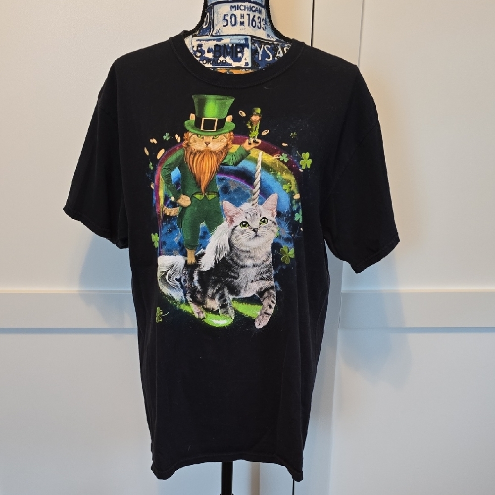 Black Short Sleeve Tee with Graphic Design